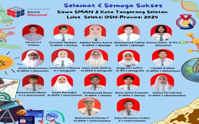17 Orang siswa SMAN 2 Tangsel Lolos Seleksi OSN Provinsi Banten 2024